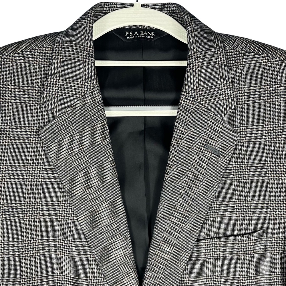 Jos. A. Bank Sport Coat Mens 40L Gray Glen Plaid Traveler's Collection